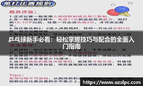 乒乓球新手必看：轻松掌握技巧与配合的全面入门指南