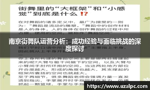 南京街舞队运营分析：成功经验与面临挑战的深度探讨