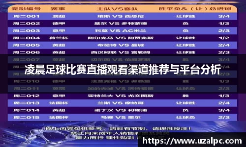 凌晨足球比赛直播观看渠道推荐与平台分析